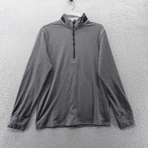 Motion Mens Quarter Zip Pullover Gray Heather Activewear Long Sleeve Top Size S
